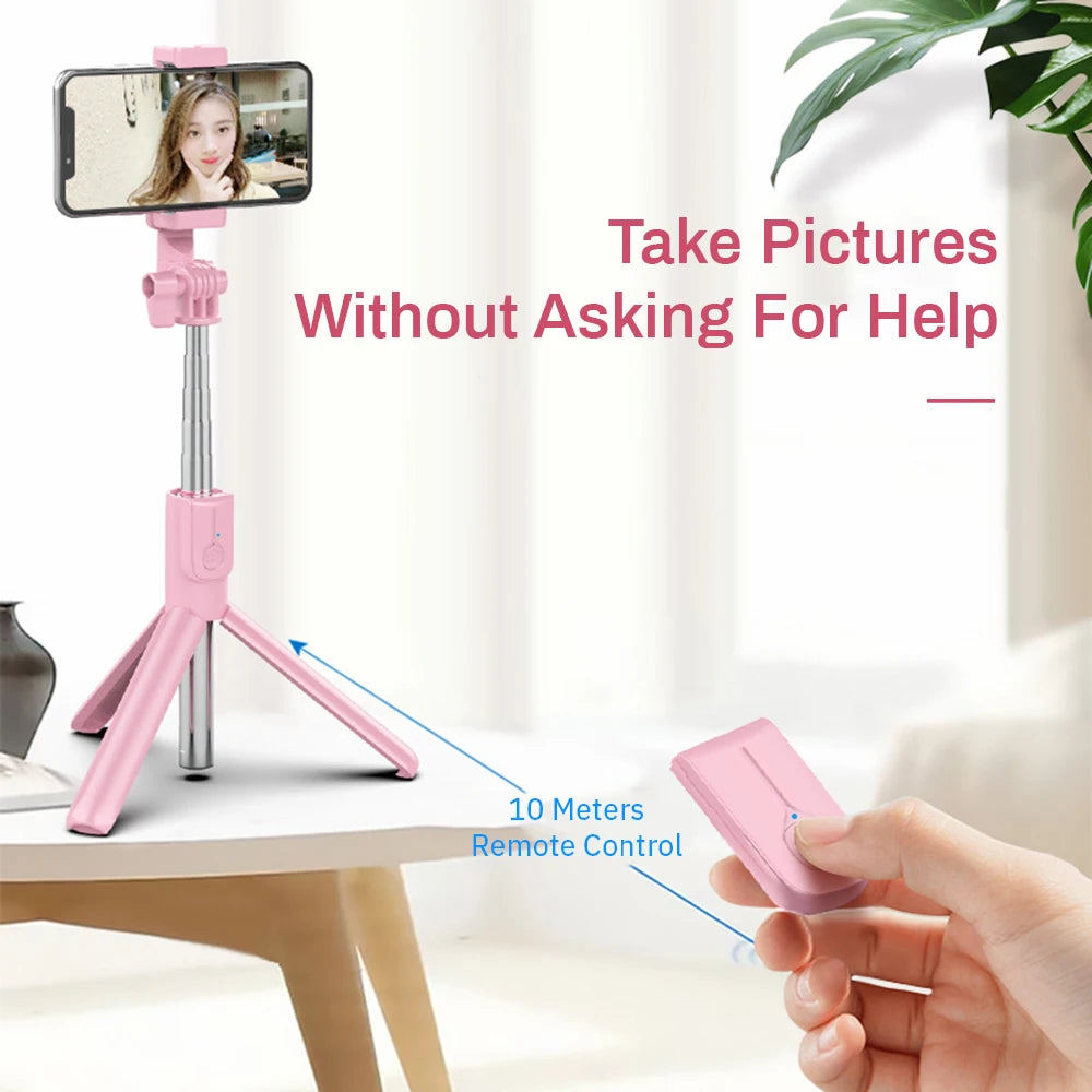 4 in 1 Wireless Bluetooth Compatible Selfie Stick LED Ring Light Extendable Handheld Tripod